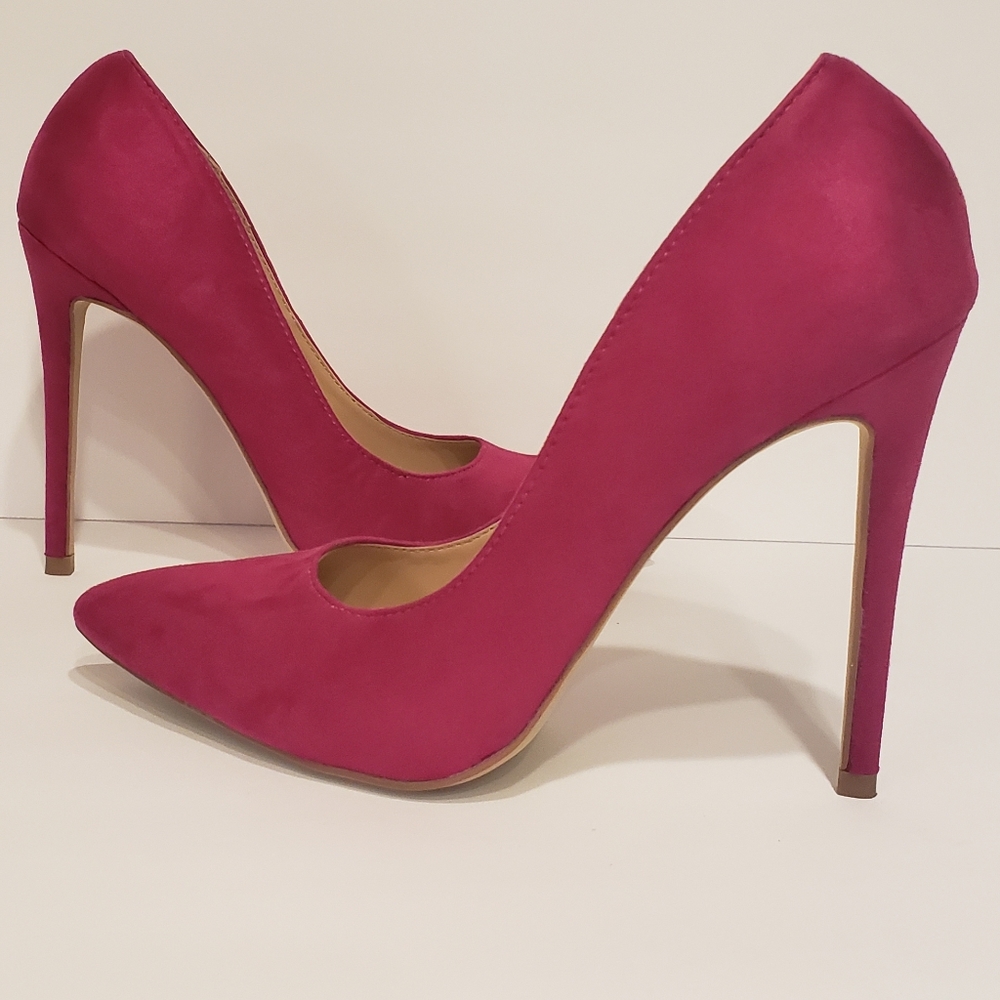 Faux Suede Fushia Heels
